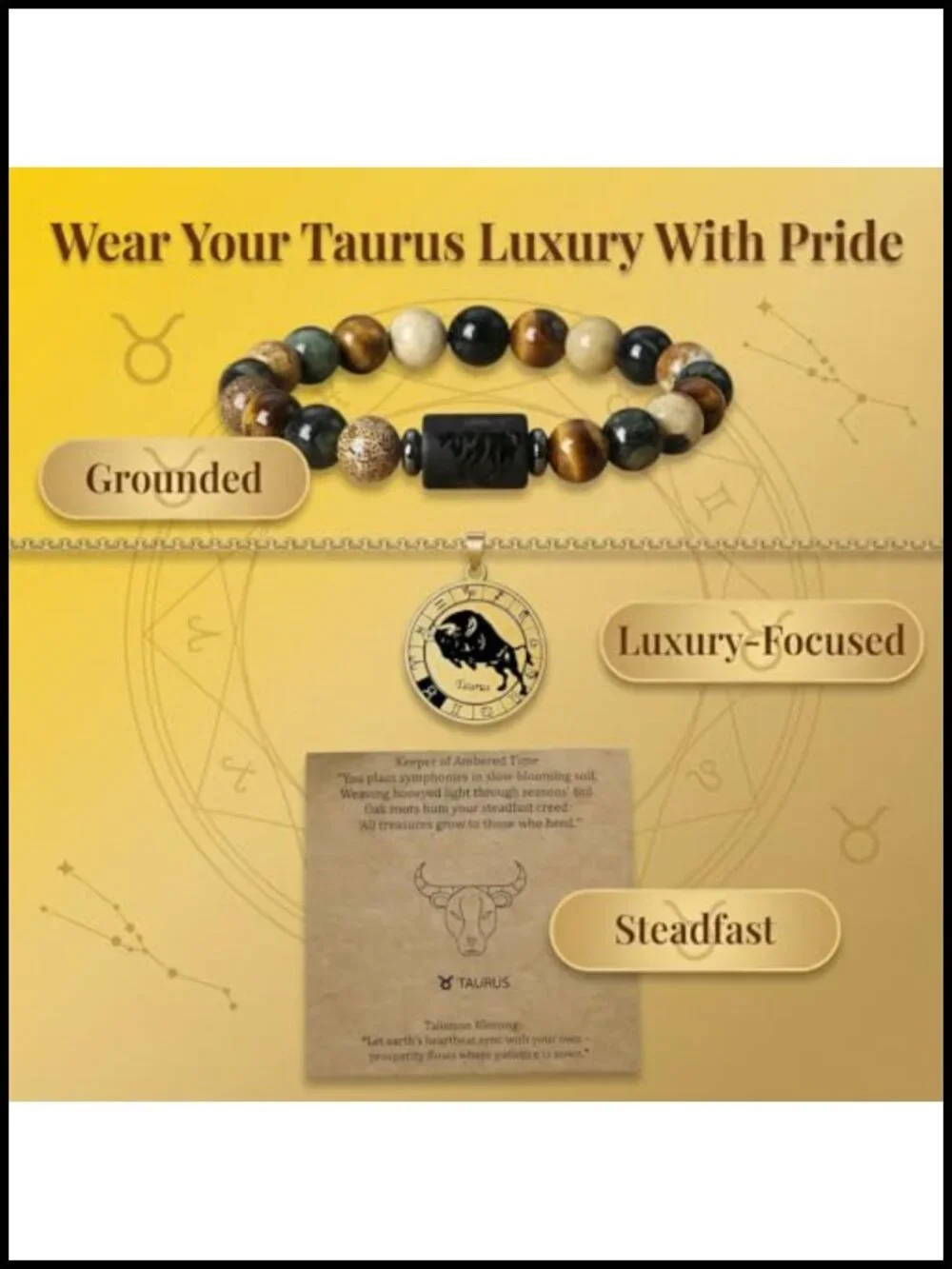 3-Piece Zodiac Jewelry Set Stainless Steel Constellation Necklace & Bracelet